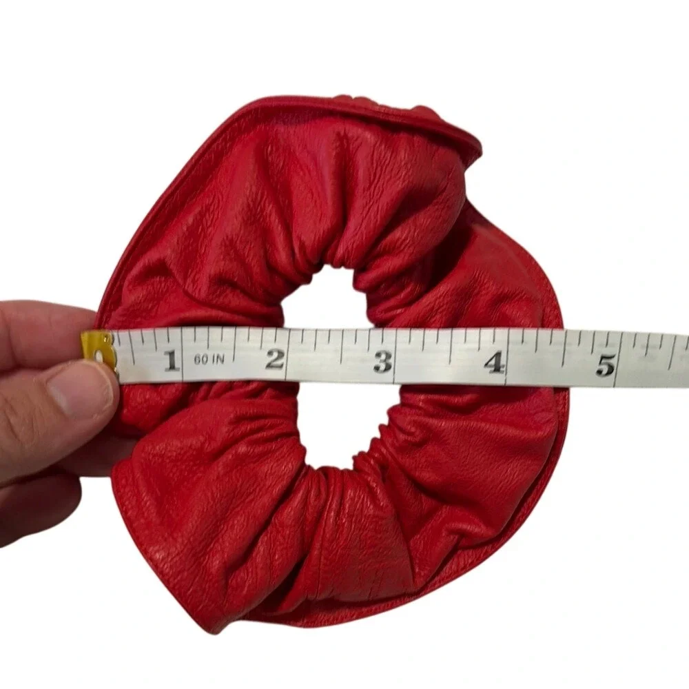 Rag & Bone Lambskin Leather Scrunchie Red Womens OS Pebbled Accessory